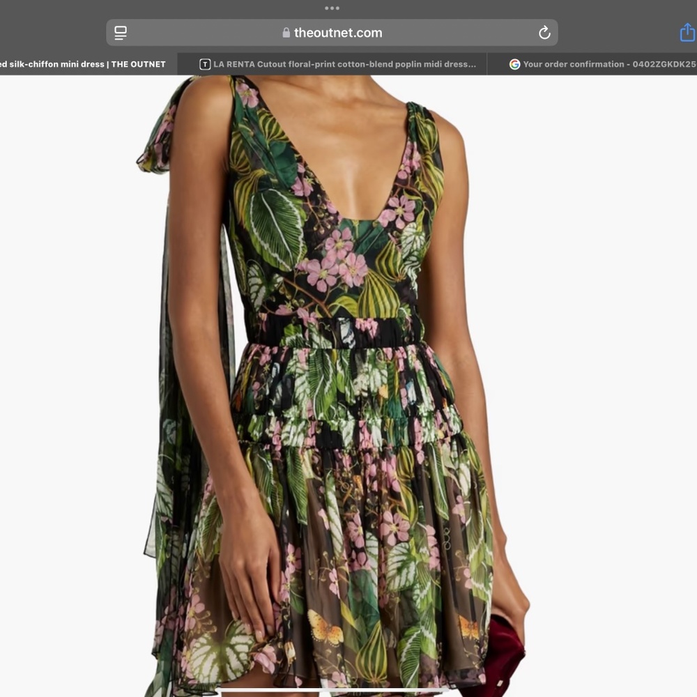 Oscar de la Renta Tiered Chiffon Silk Mini Dress